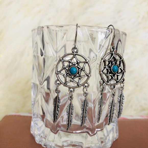 LoveVue Jewelry - Turquoise Dreamcatcher Boho Earrings